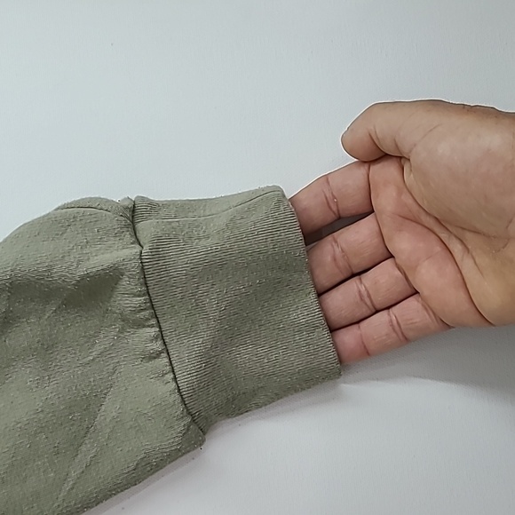 PINK Victoria's Secret Olive Green Gold Sequined Logo Fleece Hoodie - Size Large - Picture 4 of 14